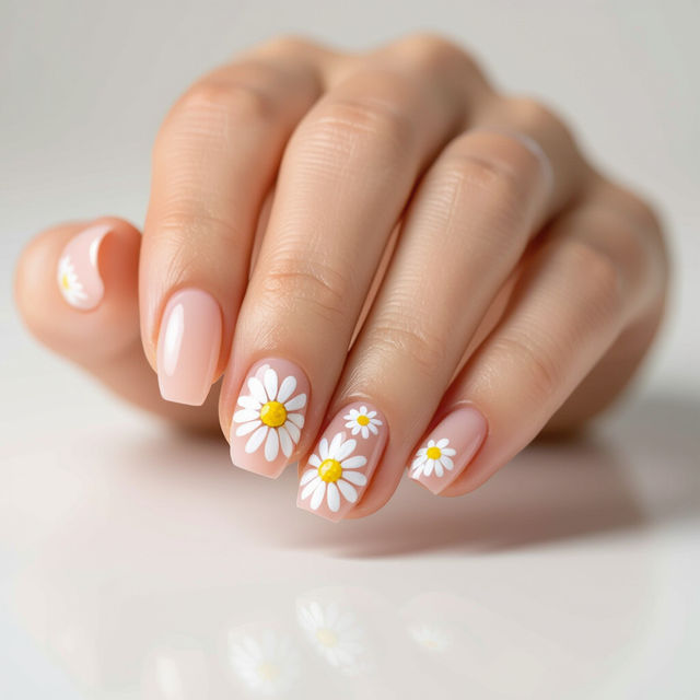 Simple Daisy Nail Art gallery