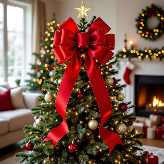 Pictures Of Christmas Trees With Ribbon gallery