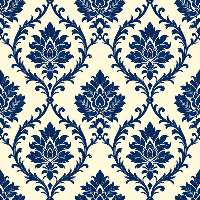 Blue Damask Wallpaper - AI Generated gallery