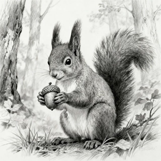Squirrel Sketch Art - AI Generated gallery