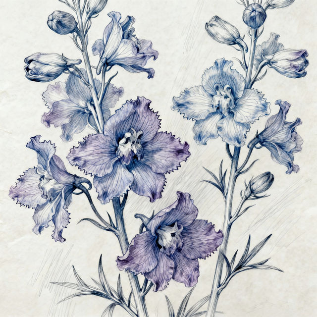 Larkspur Drawings - AI Generated gallery