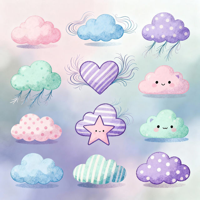 Clip Art Clouds - AI Generated gallery