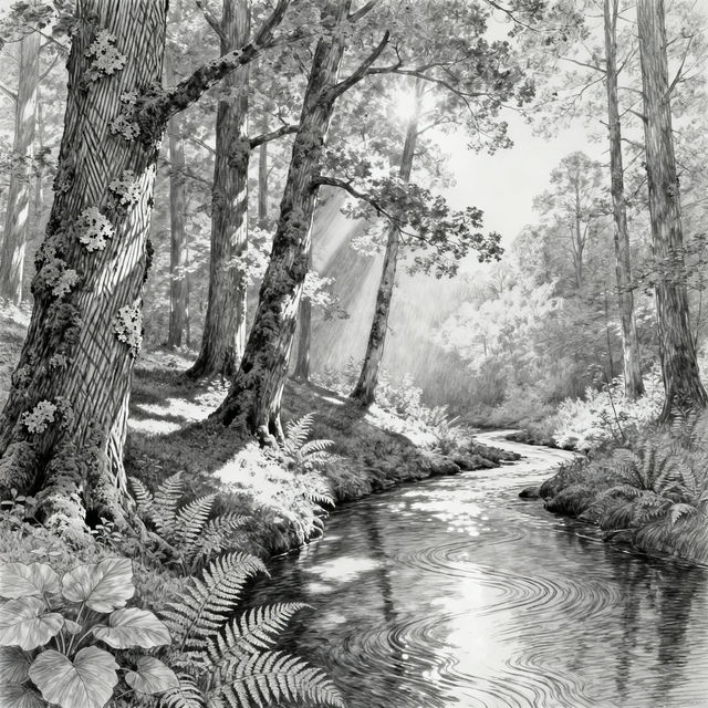 Temperate Forest Drawings - AI Generated Art gallery