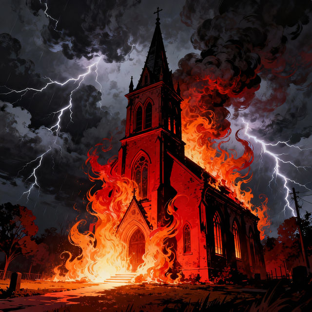 Burning Church Drawings - AI Generated Art gallery