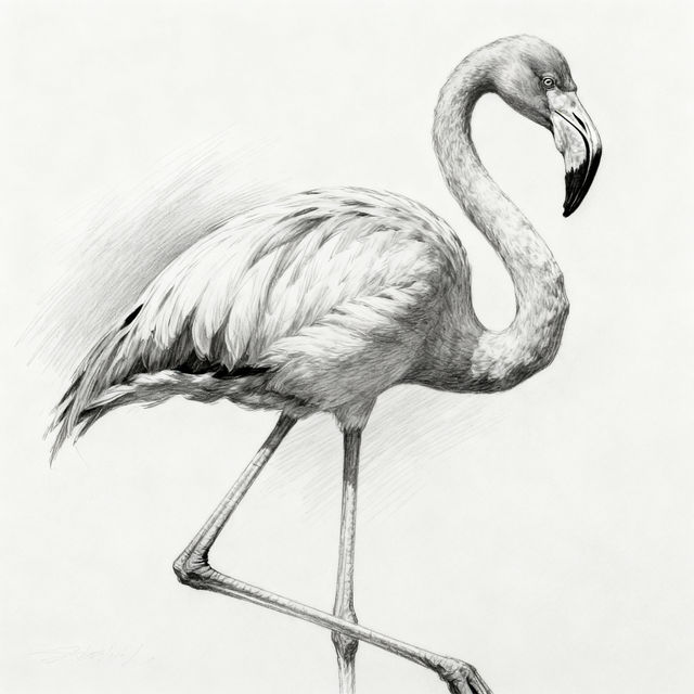 Flamingo Sketch - AI Generated gallery