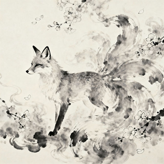 Nine Tailed Fox Drawings - AI Art gallery