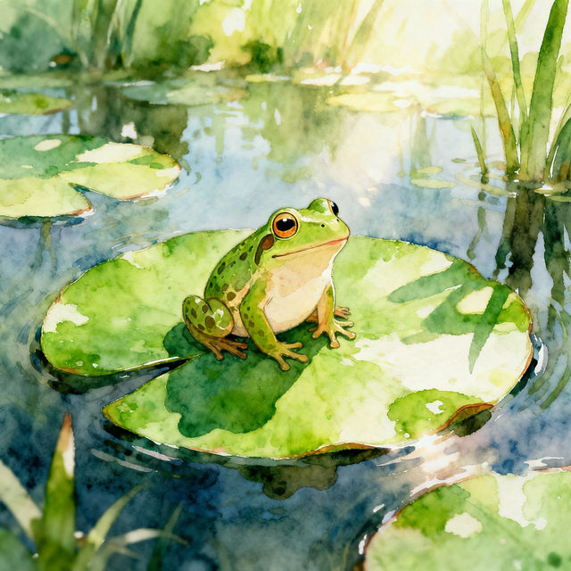 Frog On Lily Pad Drawings gallery