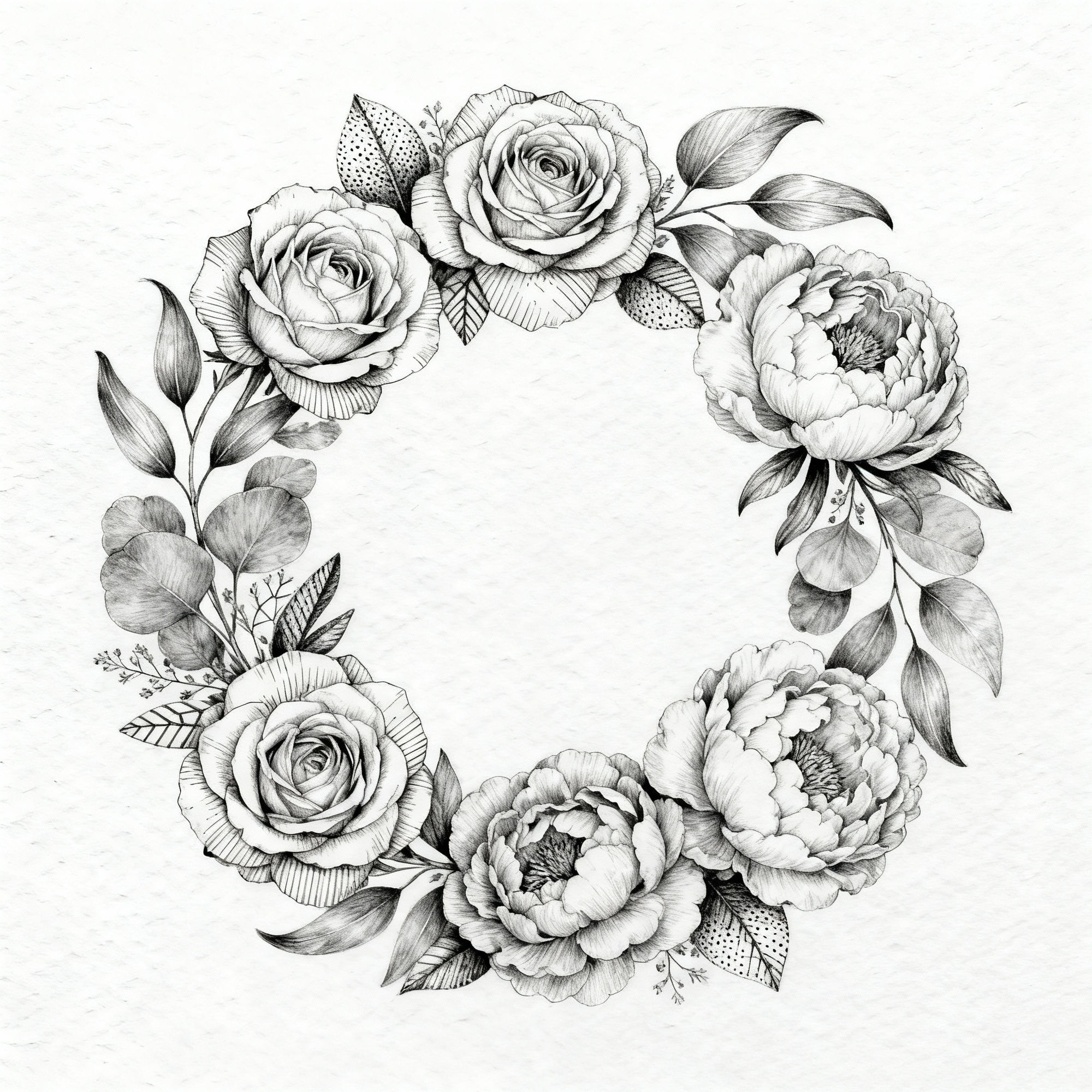 Flower Wreath Drawing - Create Your Own AI Art