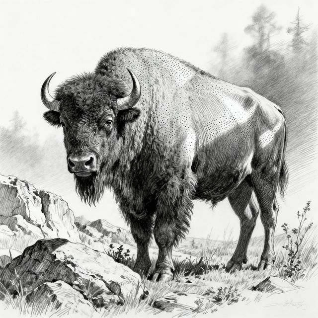 Bison Drawings - AI Generated Art gallery