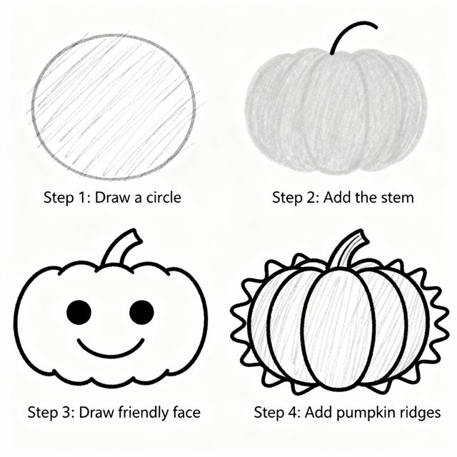 Step By Step Pumpkin Drawing gallery