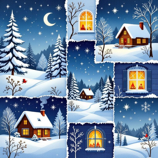 Winter Collage Wallpaper - AI Generated gallery