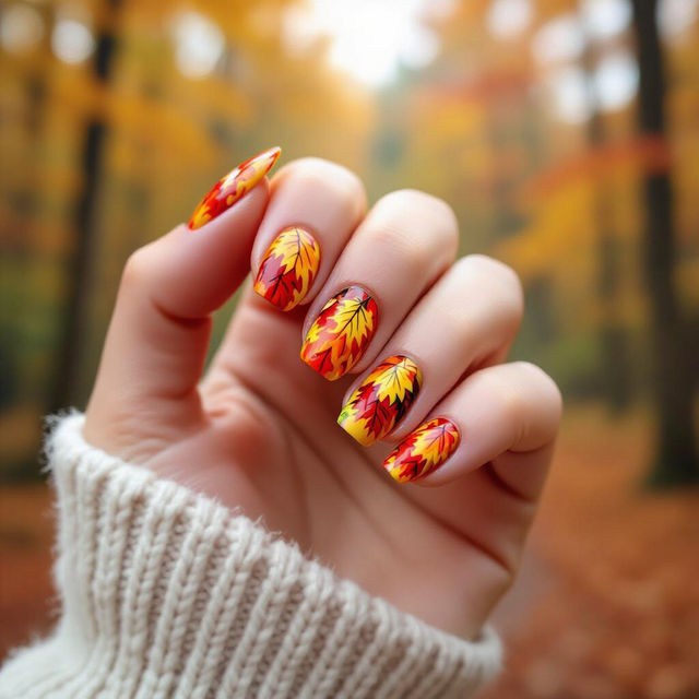Fall Leaves Nail Art gallery