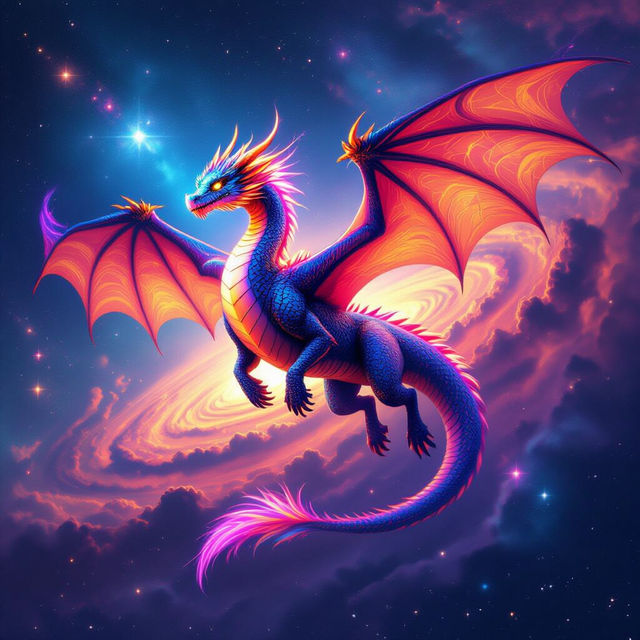 Neon Mythical Dragon Galaxy Wallpaper gallery