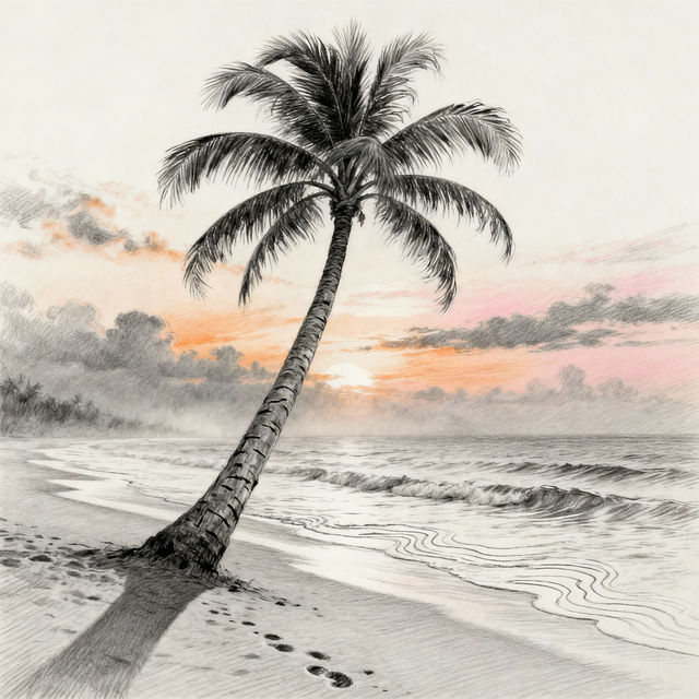 Drawing Of Palm Tree - AI Generated Art gallery