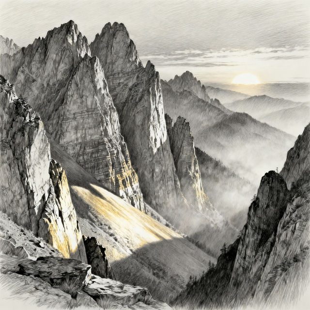 Realistic Mountain Drawings - AI Generated Art gallery