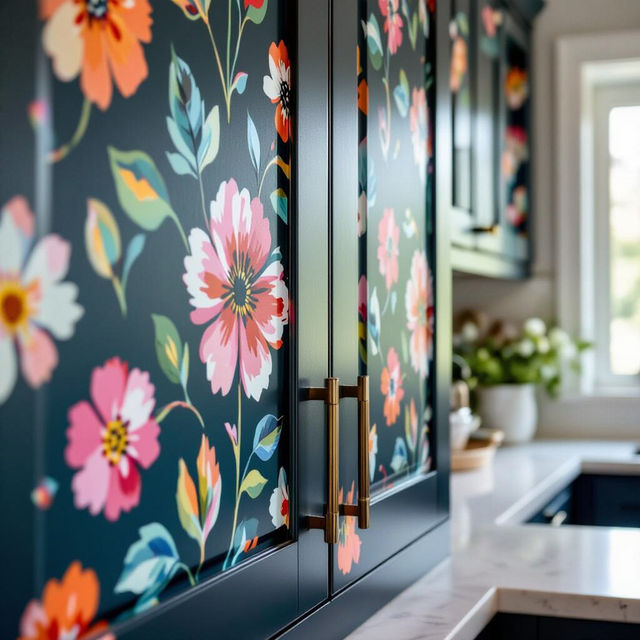 Wallpaper On Cabinet Doors gallery