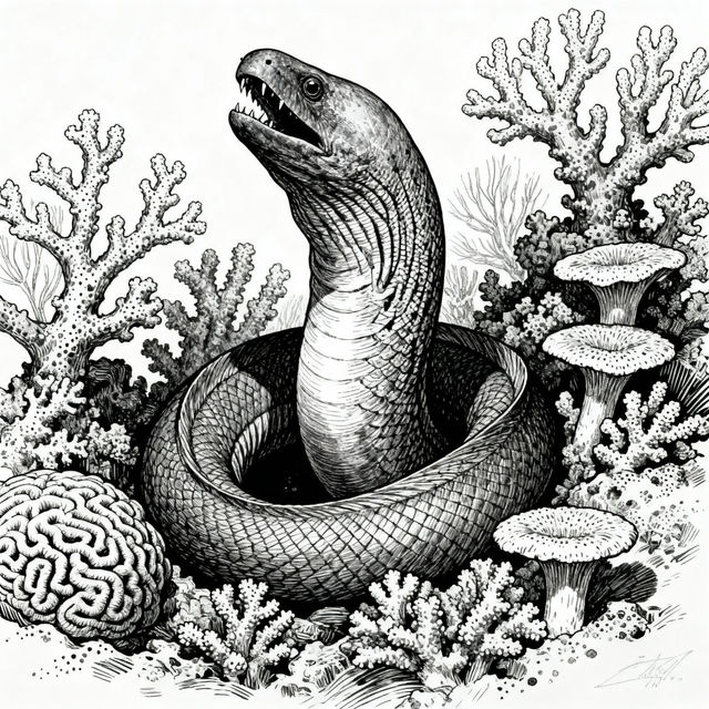 Moray Eel Drawings - AI Generated gallery