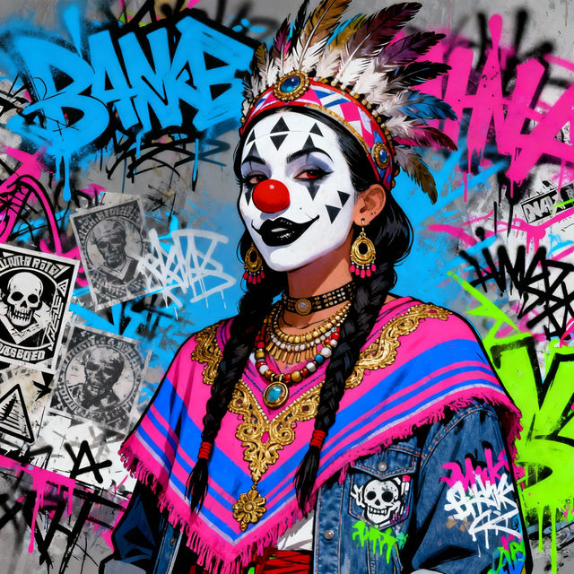 Clown Chola Drawings - Unique AI Art gallery