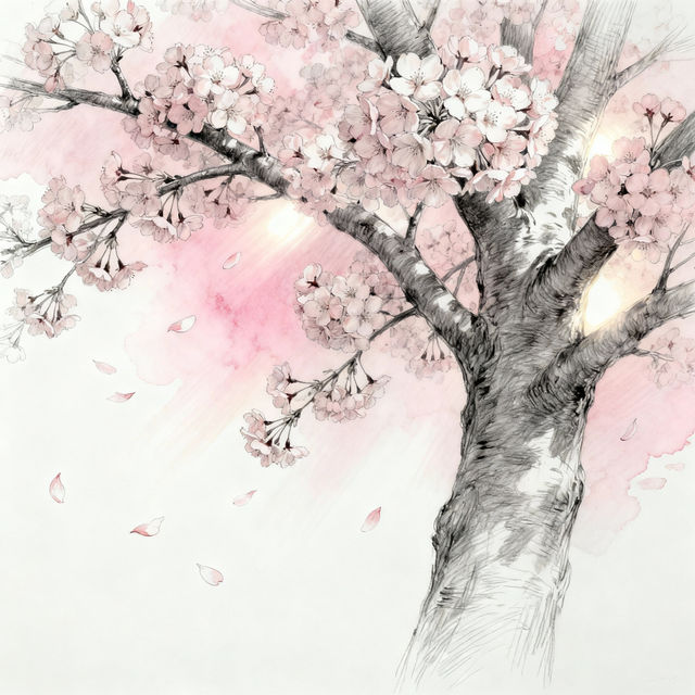 Sketch Cherry Blossom Tree Drawings gallery