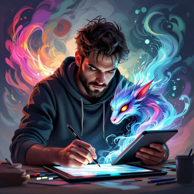 A Man Drawing Art - AI Generated gallery