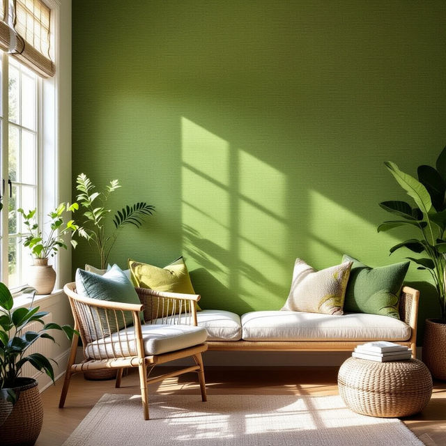 Green Grasscloth Wallpaper - AI Generated gallery