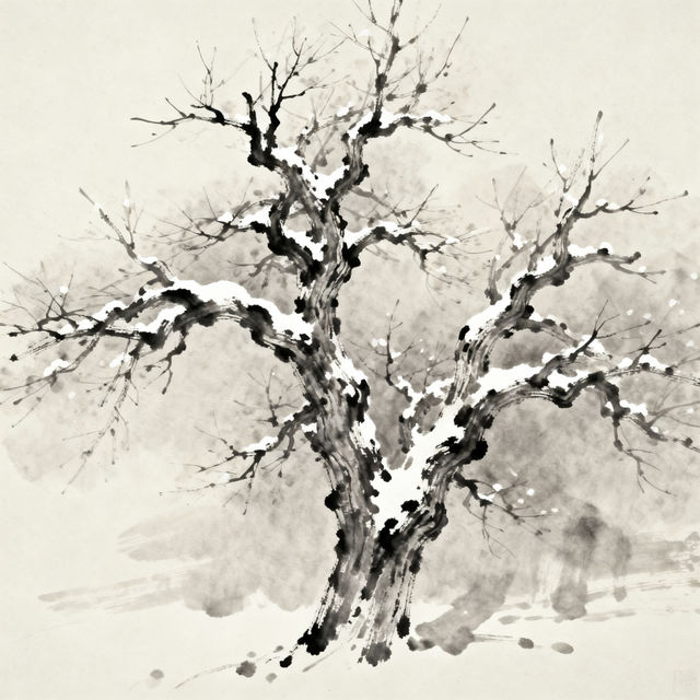 Winter Tree Drawings - AI Generated Art gallery