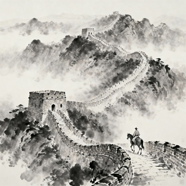 Great Wall Drawing - AI Generated gallery