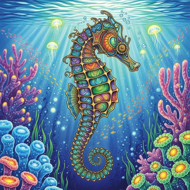 Generate a Seahorse Drawing with AI gallery