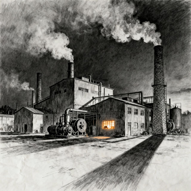 Drawing Of A Factory - AI Art gallery