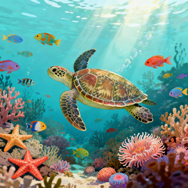 Turtles Drawing - AI Art gallery
