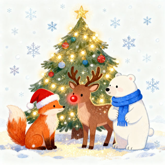 Christmas Animals Drawings gallery