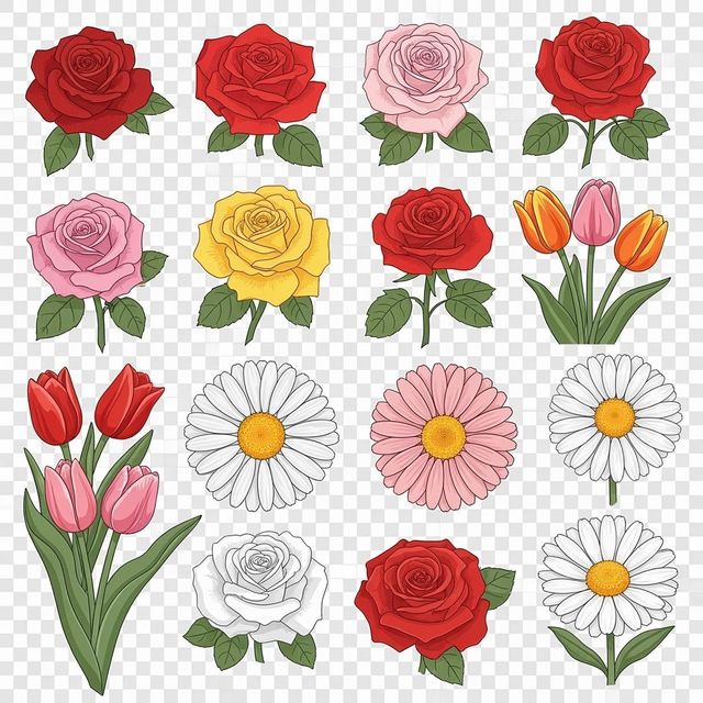 AI-Generated Flowers Clip Art gallery