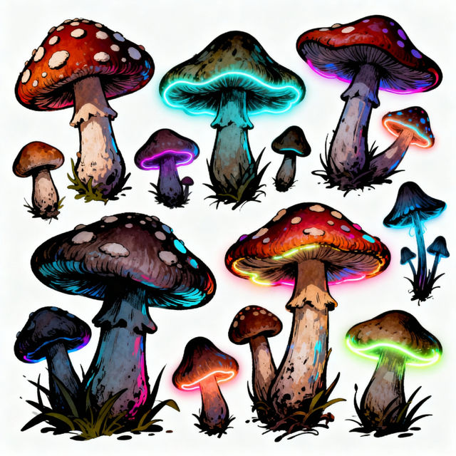 Cool Mushroom Drawings - AI Generated Art gallery
