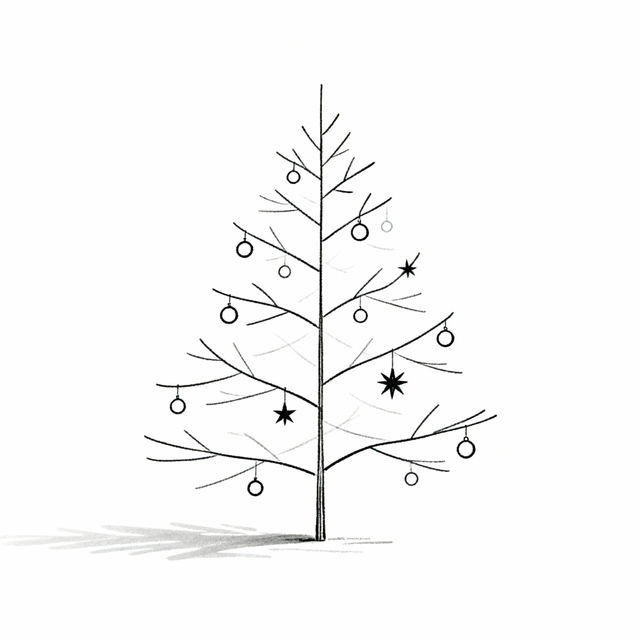 Christmas Tree Line Drawing gallery