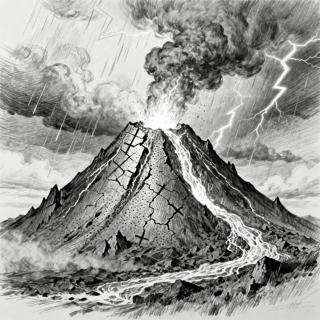 Drawing Of A Volcano gallery