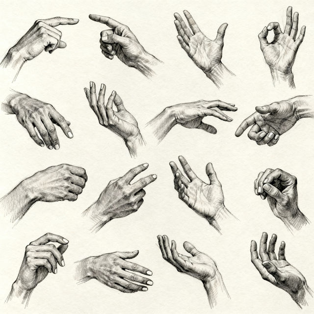 Hand Drawing References - AI Generated gallery