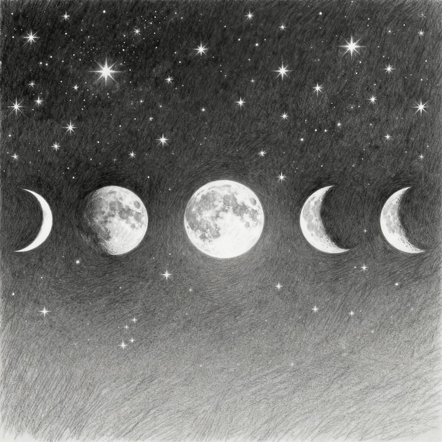 Phases of the Moon Drawings - AI Generated gallery