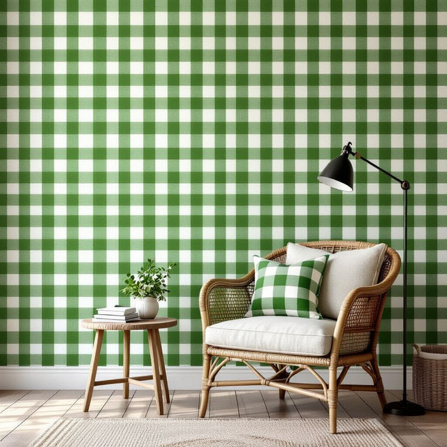 Green Gingham Wallpaper gallery