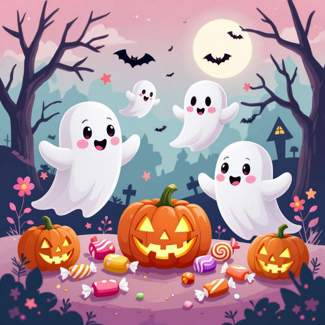 Halloween Wallpaper Pink - AI Generated gallery