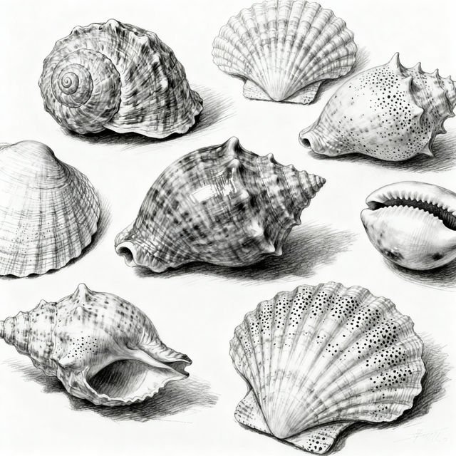 Seashells Drawings - Created With AI gallery