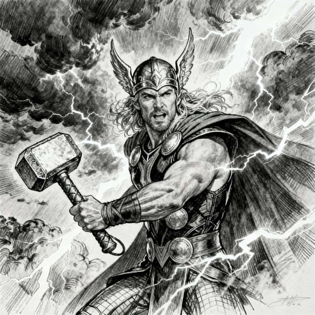Thor Drawings - AI Generated gallery