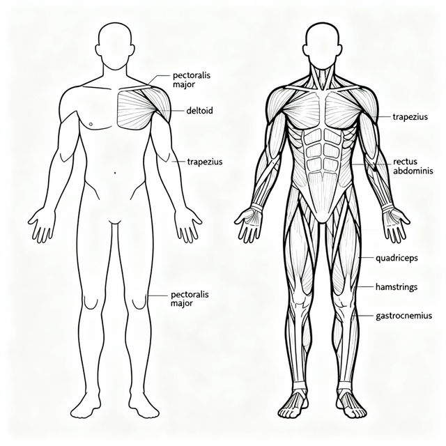 Muscular System Easy Drawing gallery