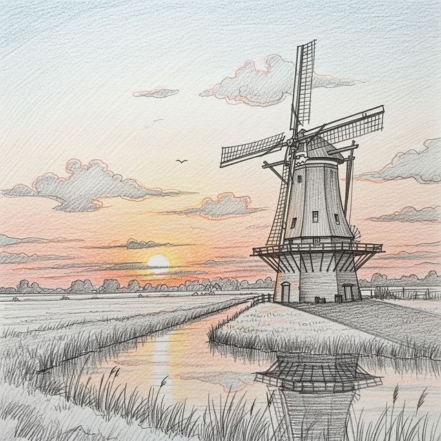 Explore AI-Generated Windmill Drawings gallery