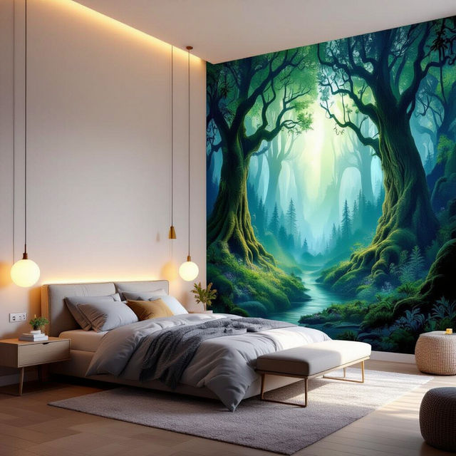 Bedroom Wall Mural Wallpaper - AI Generated Designs gallery