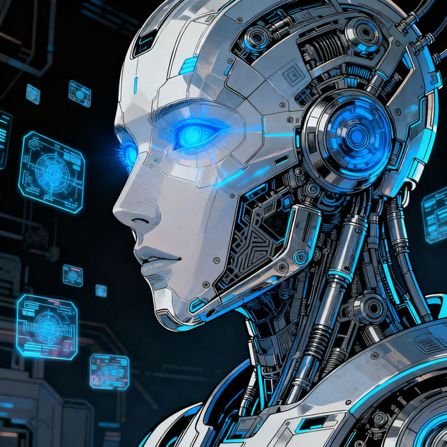 Robot Face Drawing - AI Generated gallery