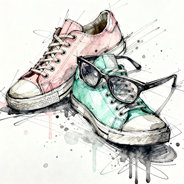 Sketch Shoes and Glasses - Created With AI gallery