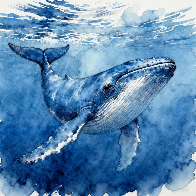 Blue Whale Drawings - AI Generated Art gallery