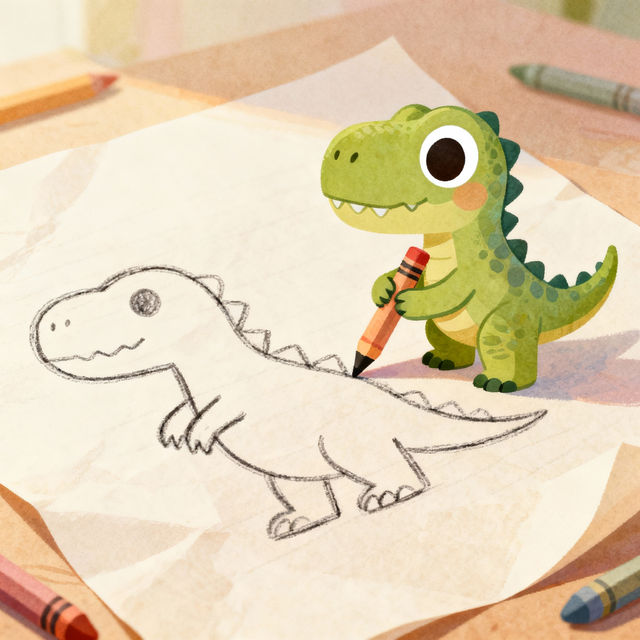 Easy Dino Drawing gallery