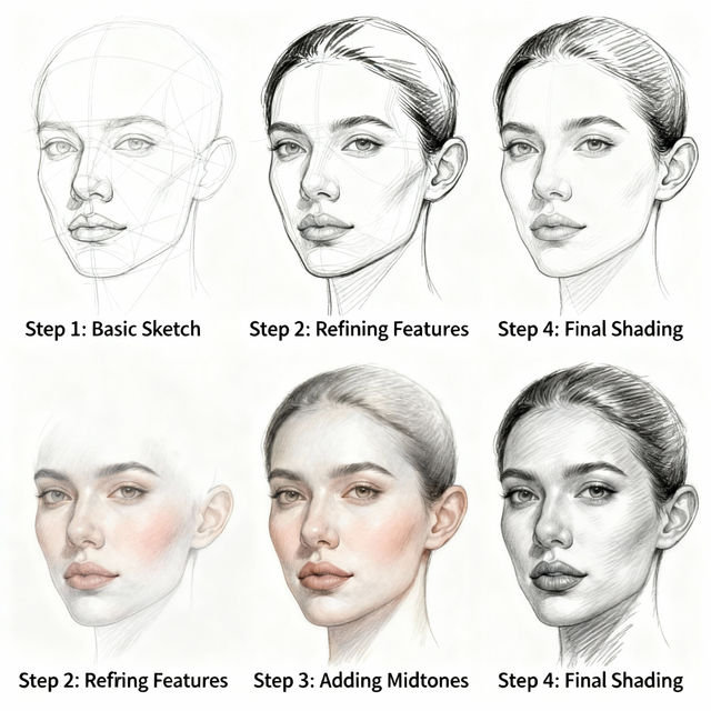Realistic Face Drawing Step By Step gallery