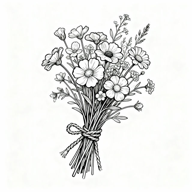 Simple Flower Bouquet Drawings gallery
